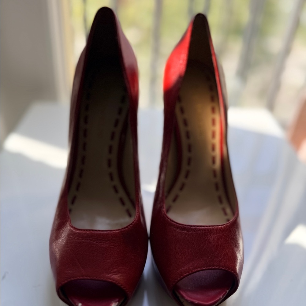 Enzo Angiolini Red Peep-Toe Heels